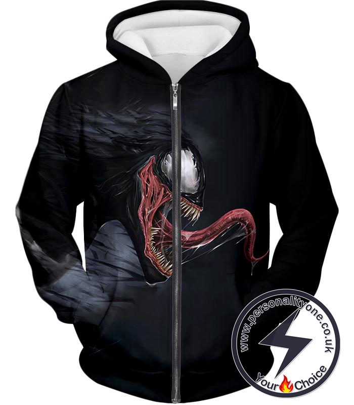 Alien Symbiotic Life Form Venom Black Zip Up Hoodie